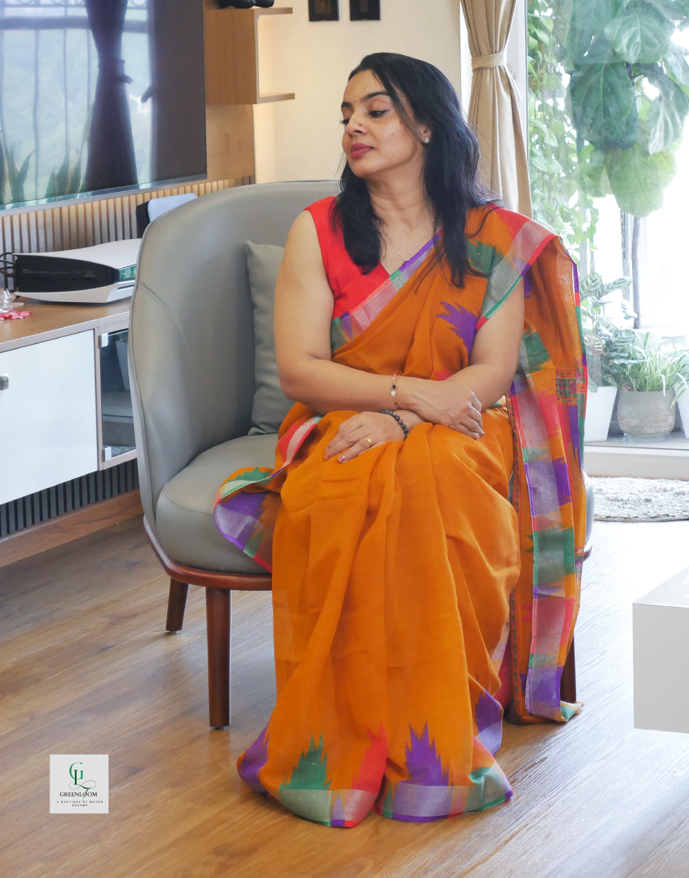 Elegant Cotton Linen Saree – Lightweight & Breathable