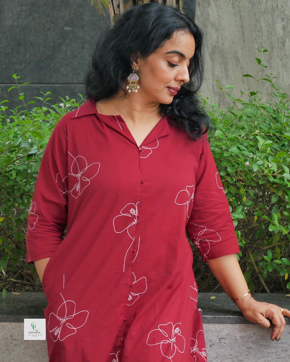 Cotton Co-Ord Set – Collar Pattern Top only