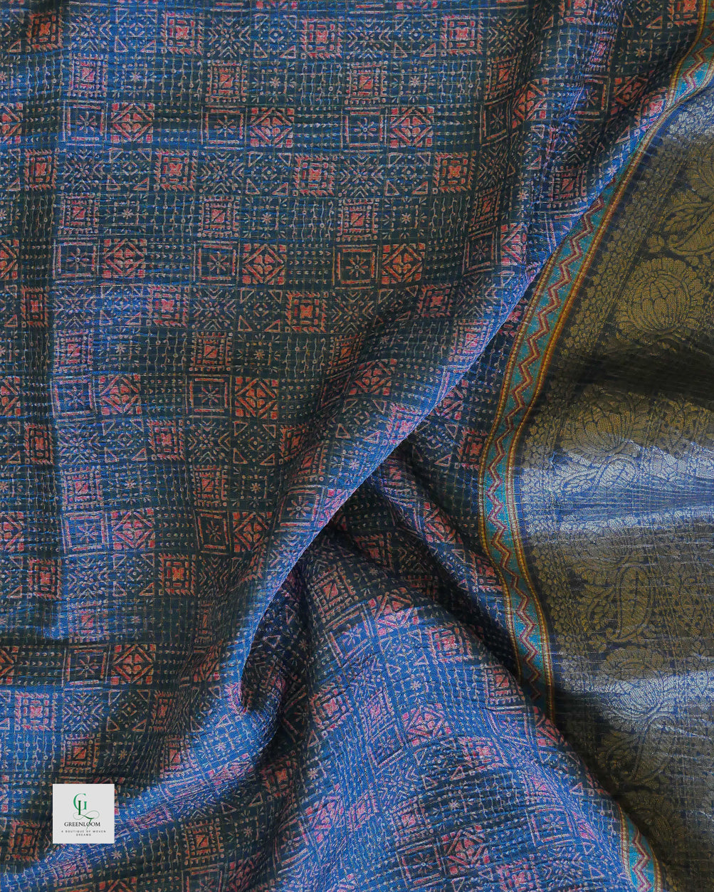 Bhugodi Kala Silk Saree – Mughal Print with Matching Blouse