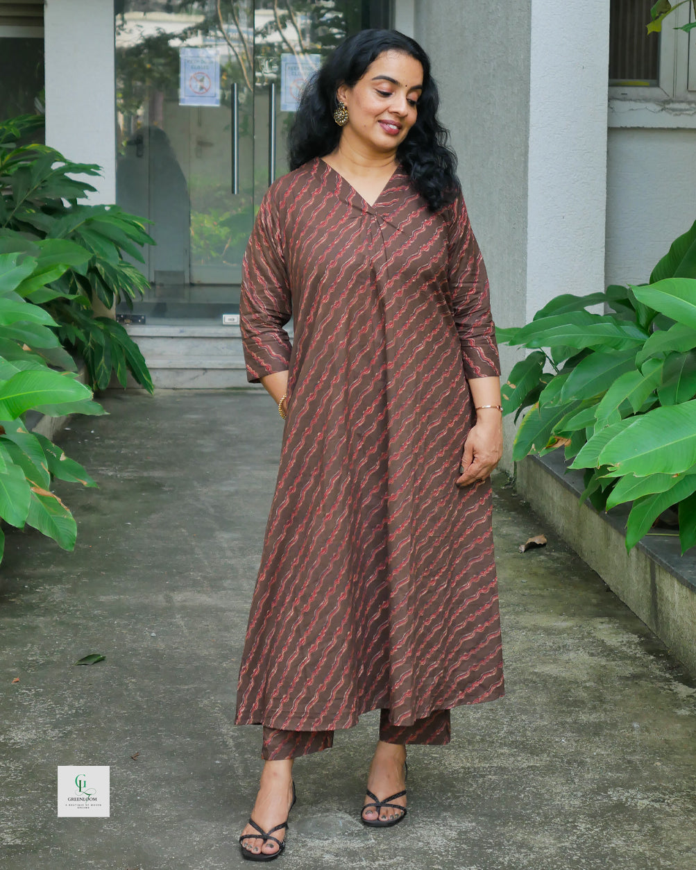 Pure Cotton Co-Ord Set – V Neck with 3/4 Sleeves