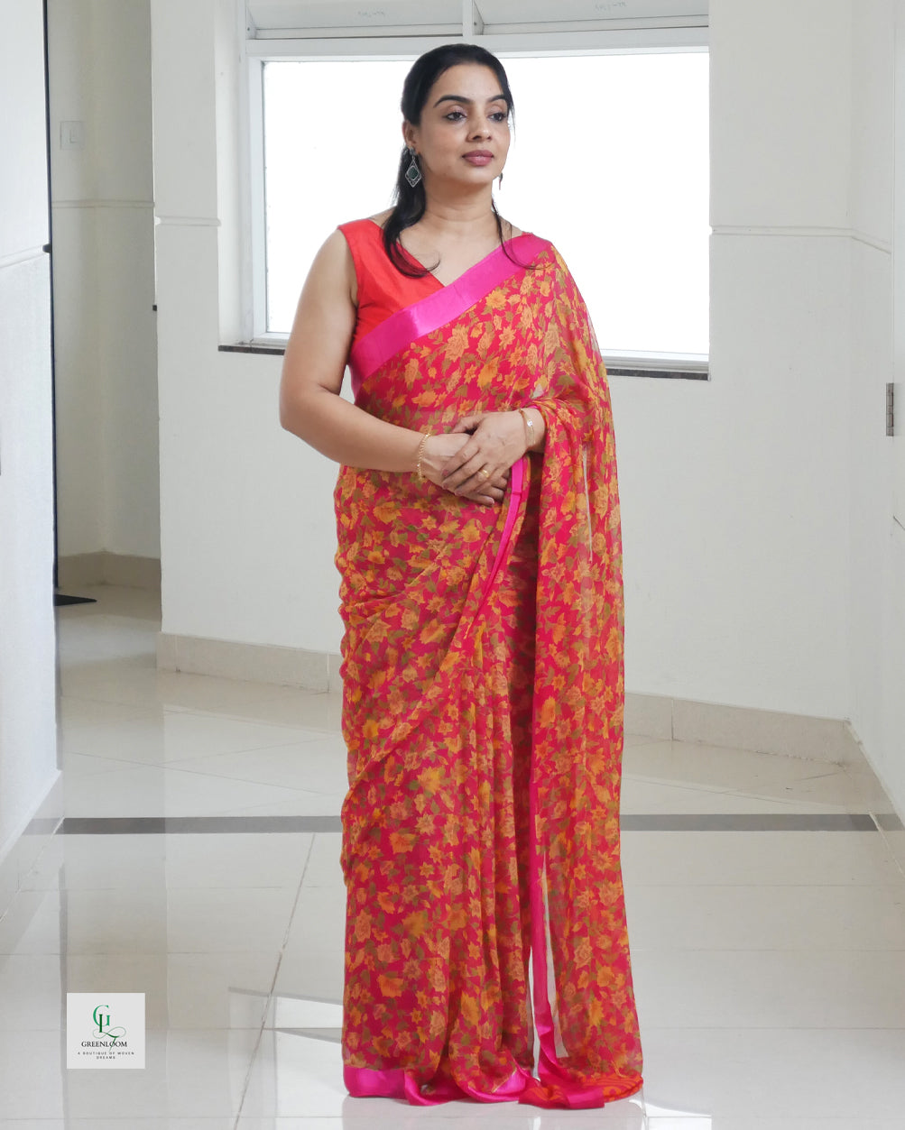 Pure Chiffon Saree with Blouse Piece | Lightweight & Elegant Drape