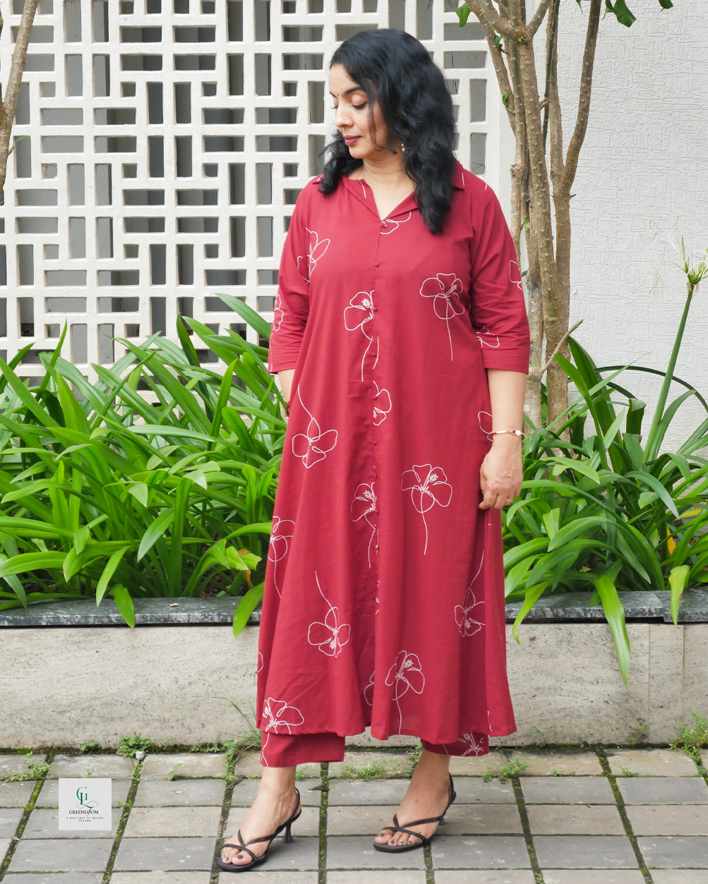 Cotton Co-Ord Set – Collar Pattern Top only