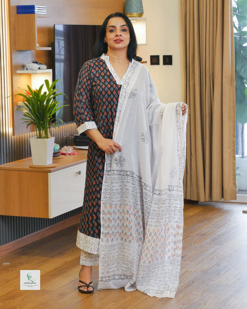 Cotton 3-Piece Summer Set for Women | Breathable Kurta, Bottom & Dupatta | Lightweight Daily Wear