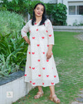 Women’s Mul Cotton Frock with V-Neck Design & Lining