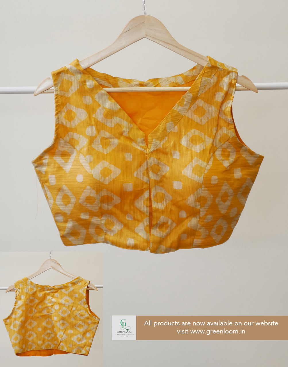 Cotton Batik Print Readymade Blouse – Elbow Sleeve Attached, Adjustable Size (36–40)