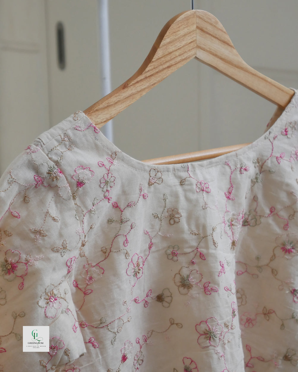 Cotton Readymade Blouse | Half Sleeve | Thread Work | Off White | Size 34–42 (Alterable)