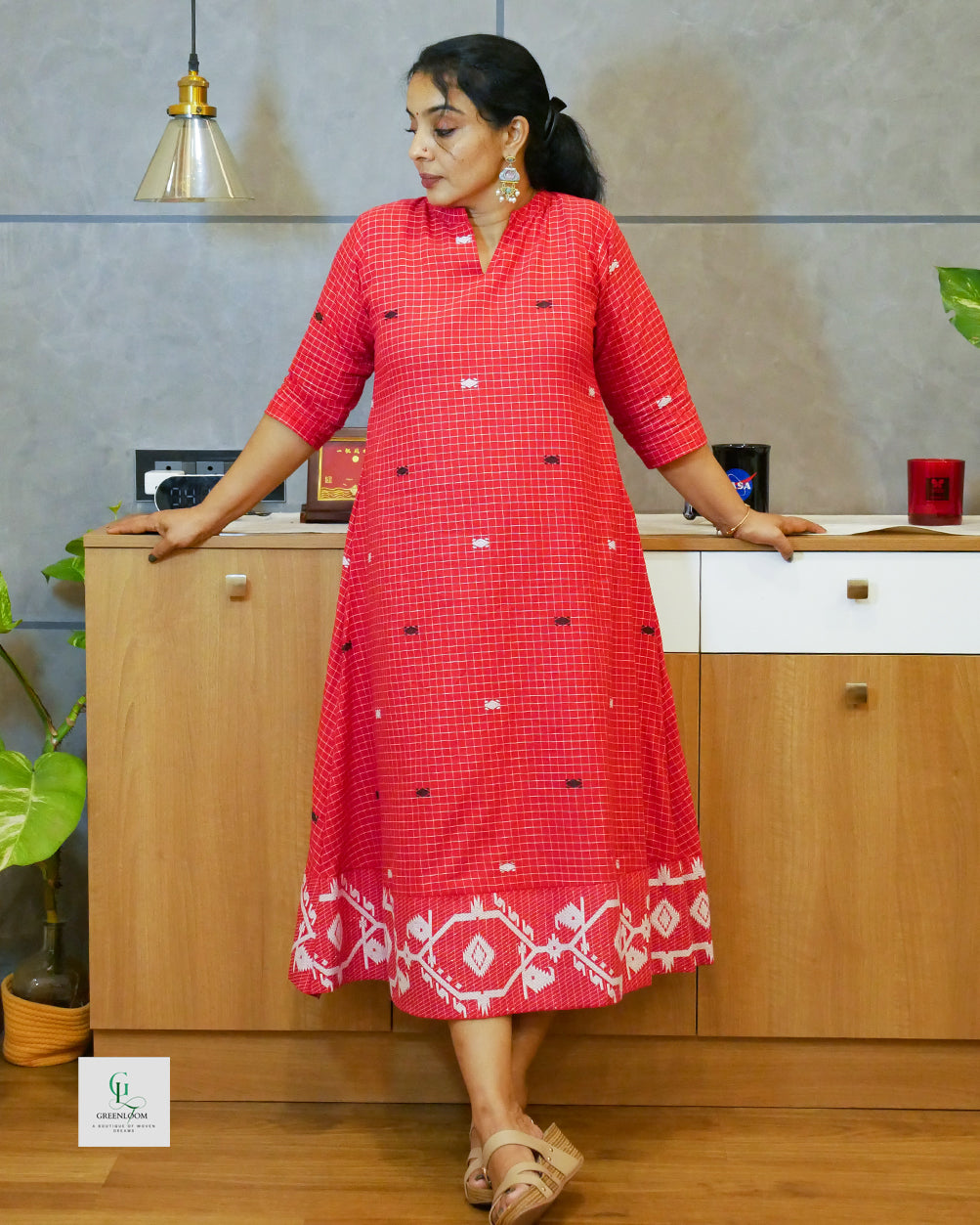 Cotton A-Line Kurta with Chinese Collar