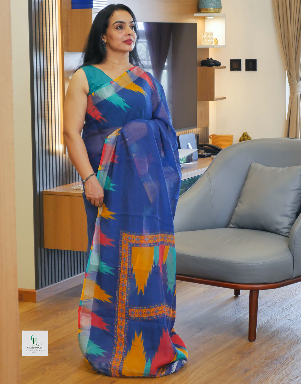 Elegant Cotton Linen Saree – Lightweight & Breathable