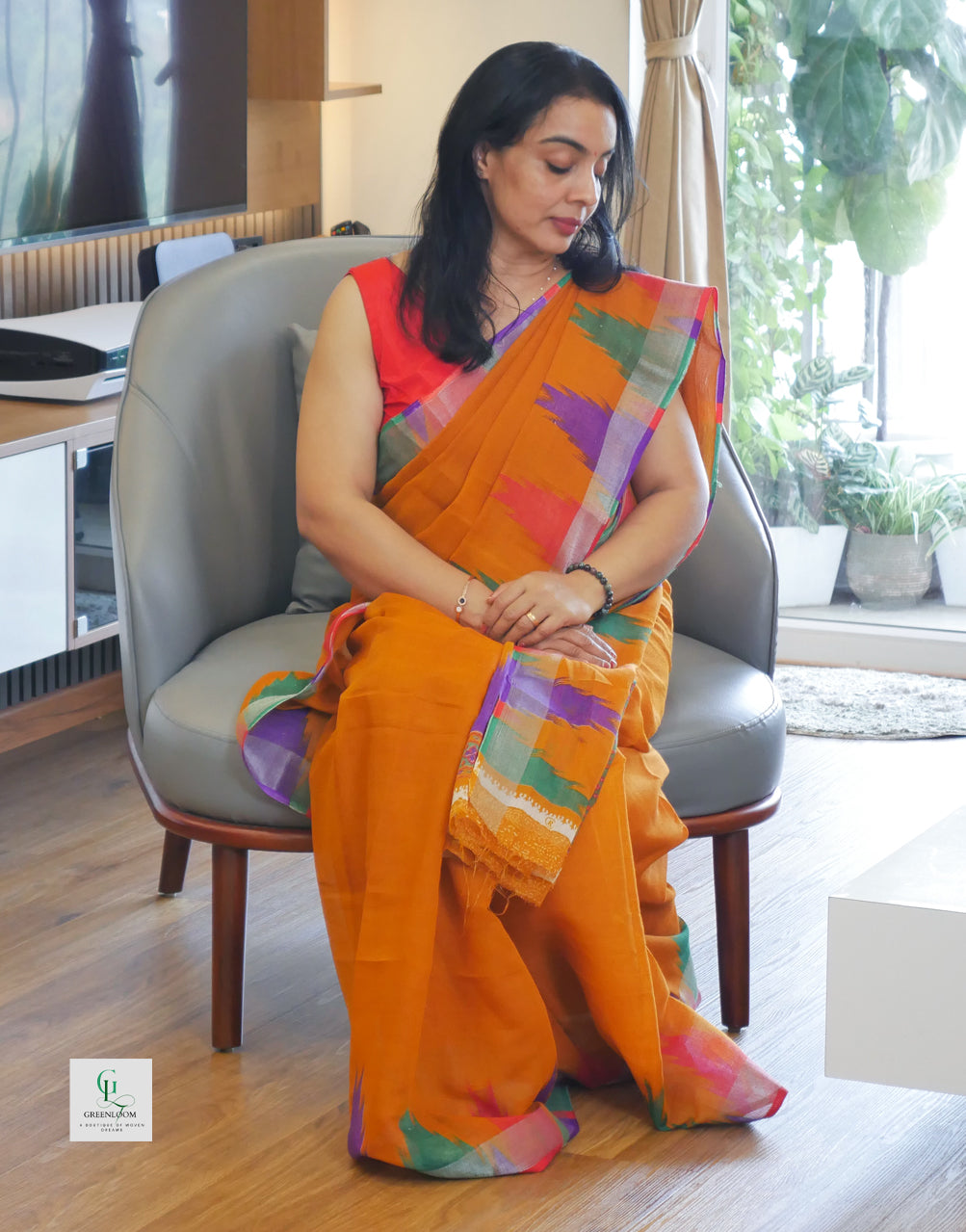 Elegant Cotton Linen Saree – Lightweight & Breathable