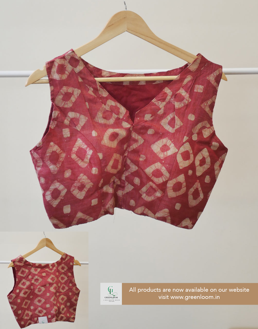 Cotton Batik Print Readymade Blouse – Elbow Sleeve Attached, Adjustable Size (36–40)
