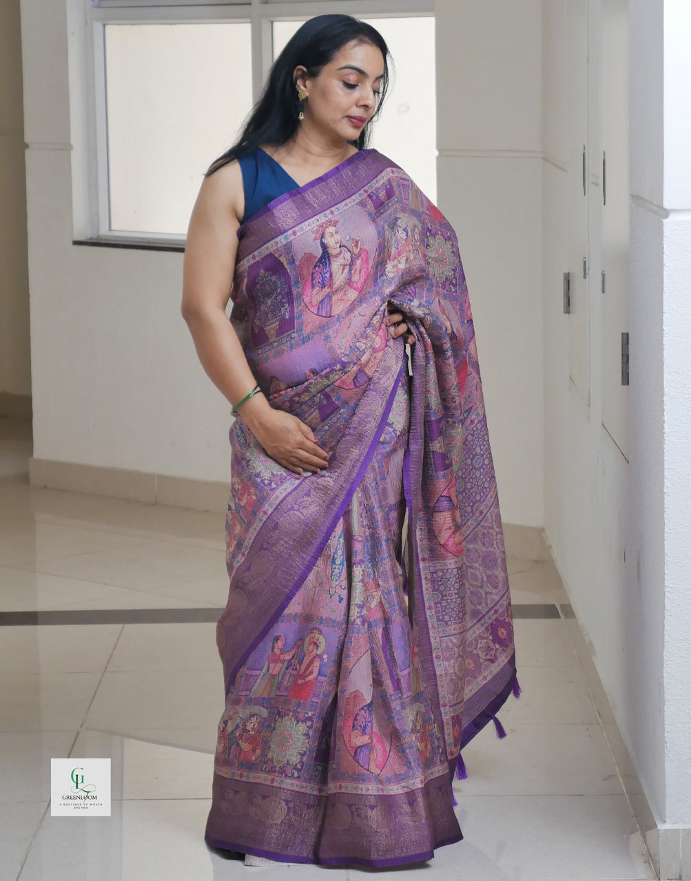 Bhugodi Kala Silk Saree – Mughal Print with Matching Blouse
