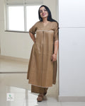 Cotton Co-ord Set with V-Neck Box Pleat & Lace Detailing | Women’s Ethnic Wear
