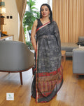 Cotton Silk Saree with Crush Pattern & Floral Digital Print