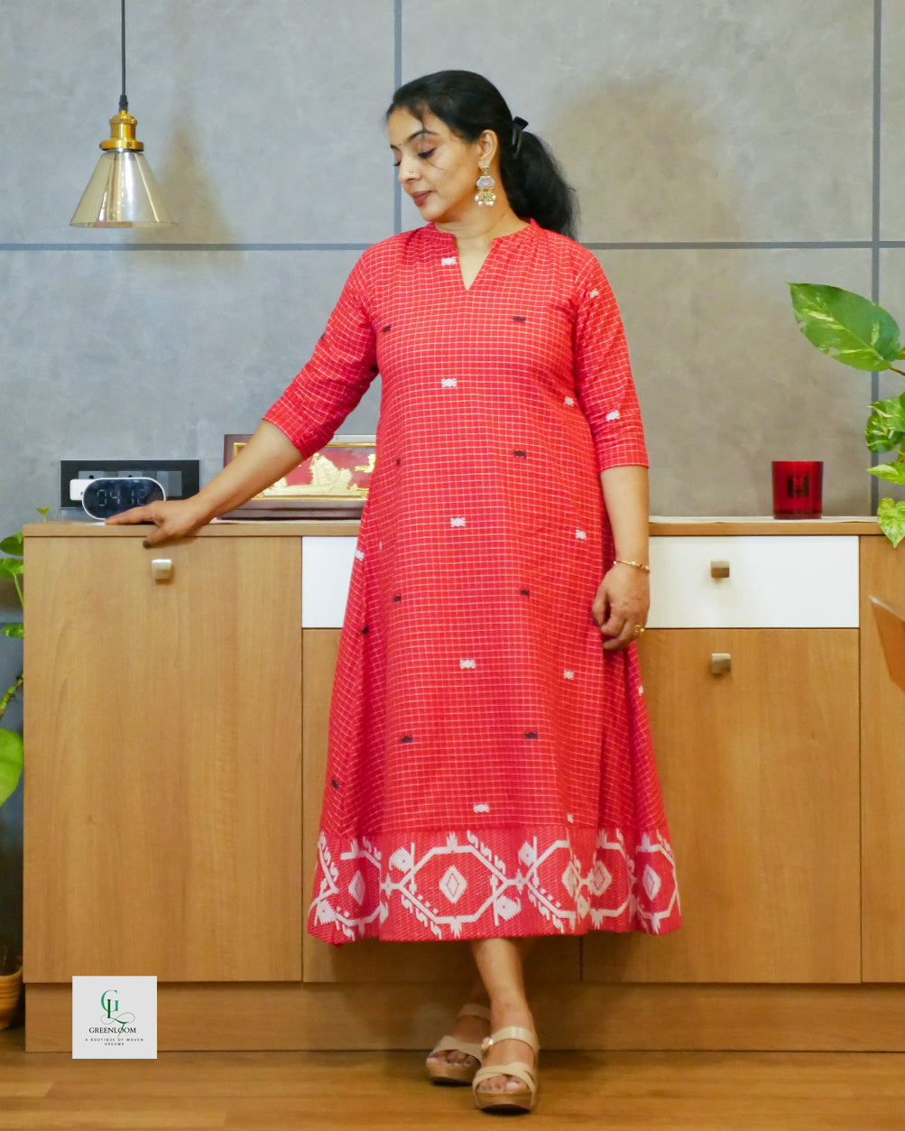 Cotton A-Line Kurta with Chinese Collar