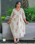 Cotton Hakoba A-Line Top with Floral Thread Embroidery