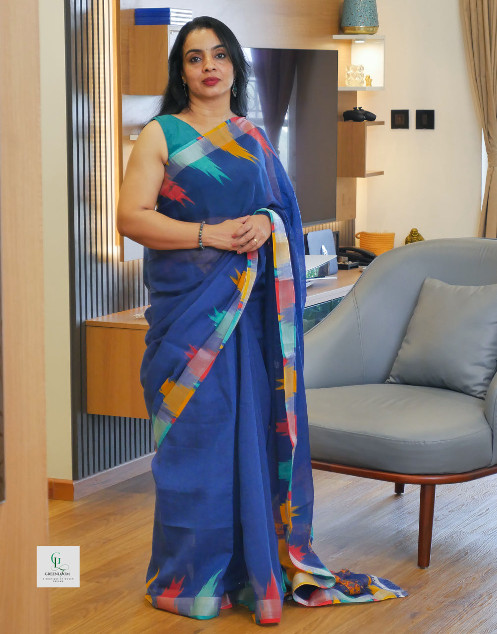 Elegant Cotton Linen Saree – Lightweight & Breathable