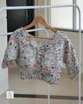 Cotton Readymade Blouse | Half Sleeve | Thread Work | Off White | Size 34–42 (Alterable)