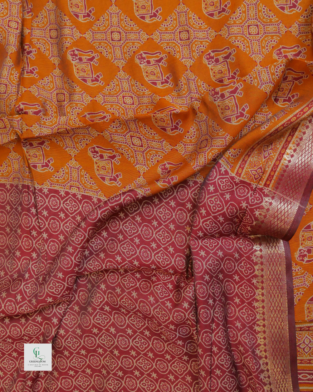Elephant Print Modal Saree with Blouse
