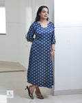Blue Modal Silk A-Line Pattern Kurti