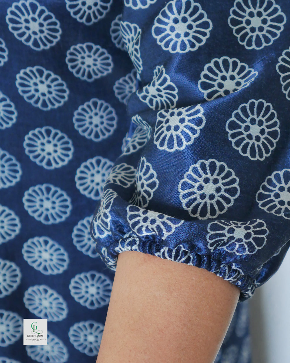 Blue Modal Silk A-Line Pattern Kurti