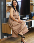 Elegant Semi Linen Kurti featuring attached sleeves, a soft inner lining, and a practical side pocket. Designed for comfort and everyday elegance.