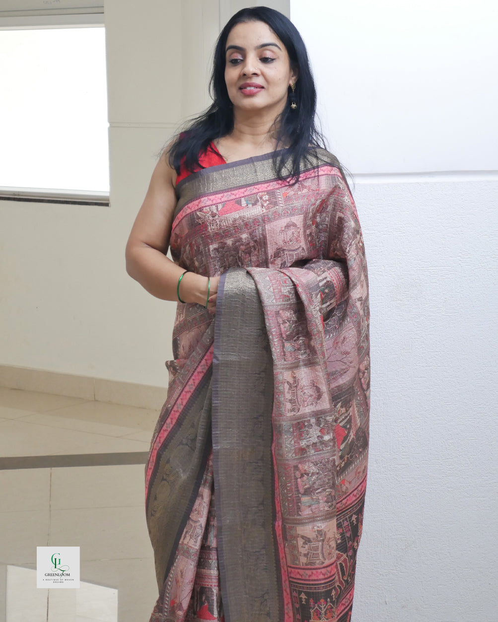 Bhugodi Kala Silk Saree – Mughal Print with Matching Blouse