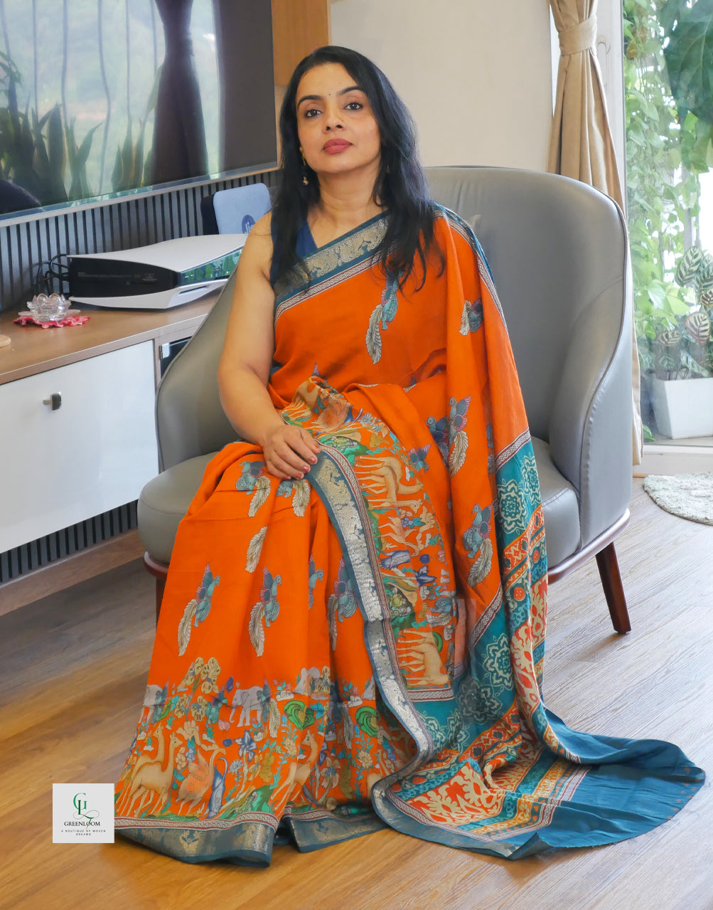 Premium Mul Cotton Kalamkari Print Saree – Lightweight & Elegant