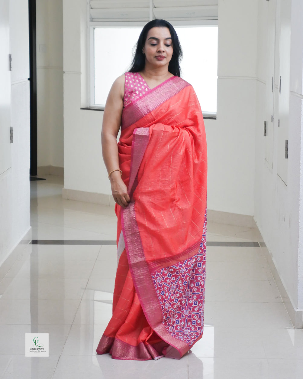 Tussar Silk Saree with Crush Texture & Blouse
