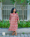 Kalamkari A-Line Frock Kurti with Lace Detailing