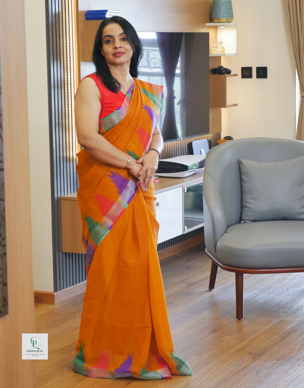 Elegant Cotton Linen Saree – Lightweight & Breathable