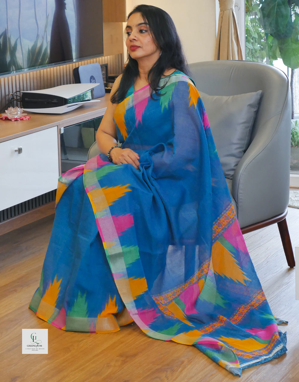 Elegant Cotton Linen Saree – Lightweight & Breathable