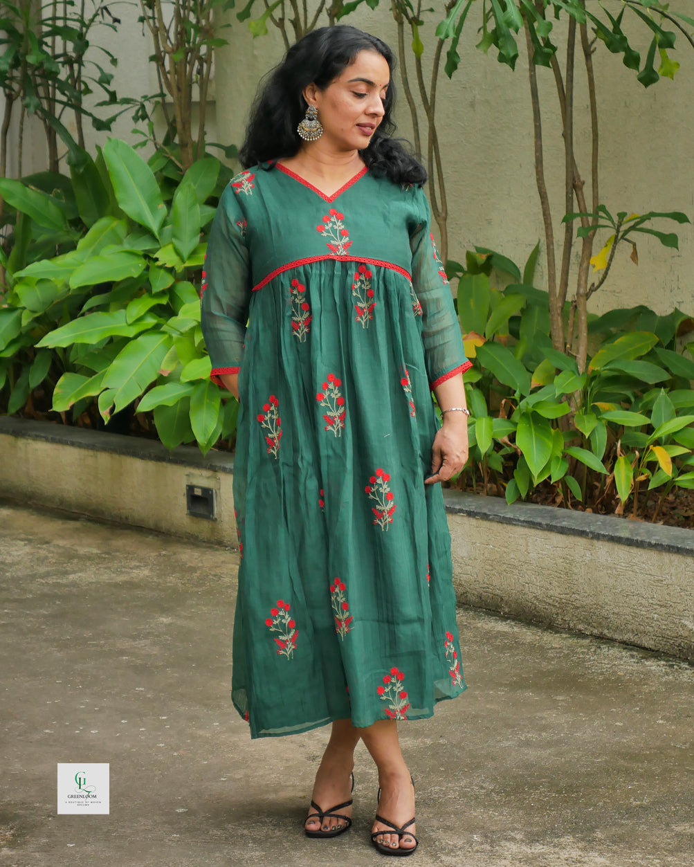 Mul Chanderi Frock with Front Pleated Design