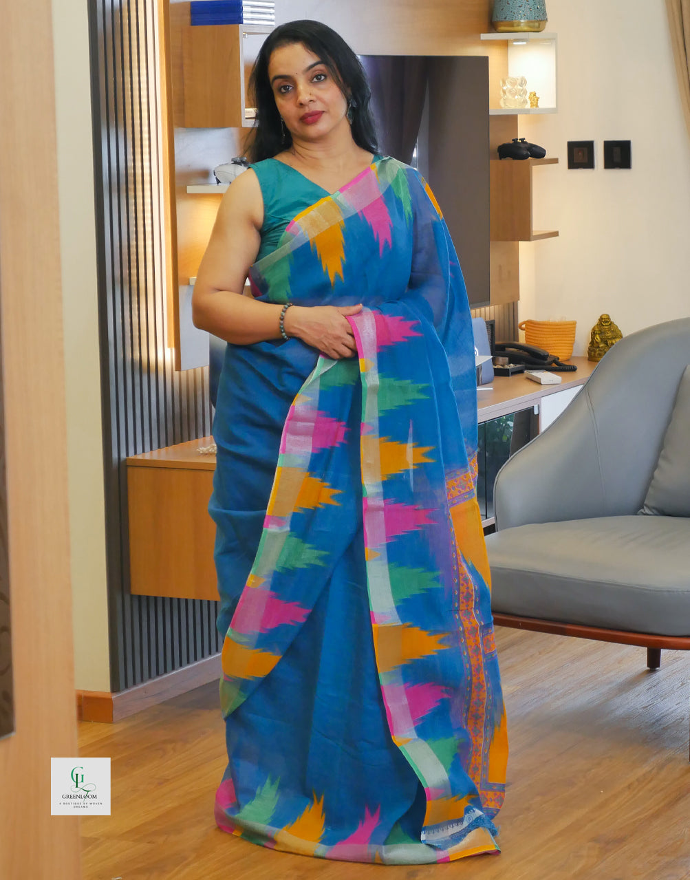 Elegant Cotton Linen Saree – Lightweight & Breathable