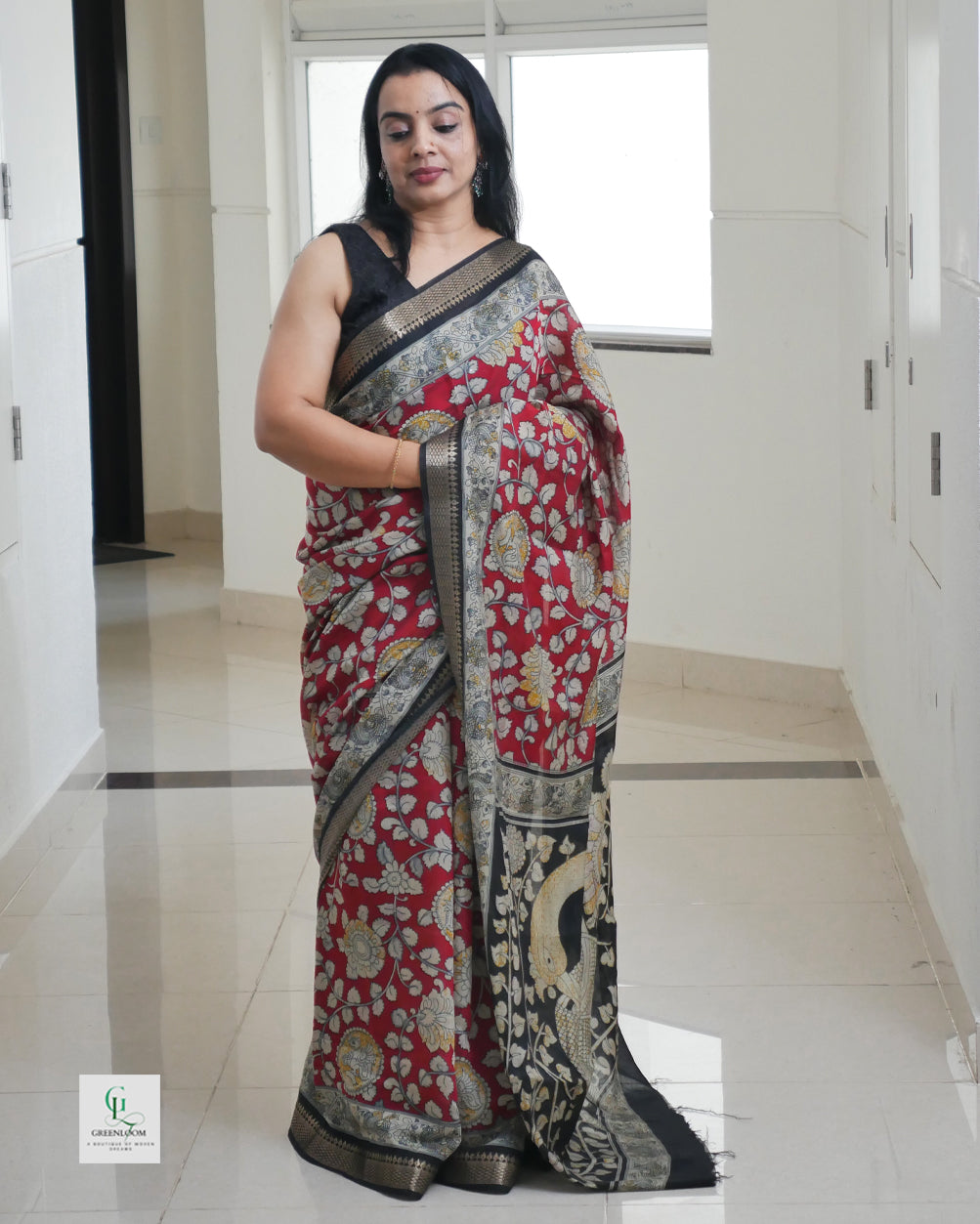 Modal Saree with Timeless Kalamkari Print ✨ | Plain Blouse Included