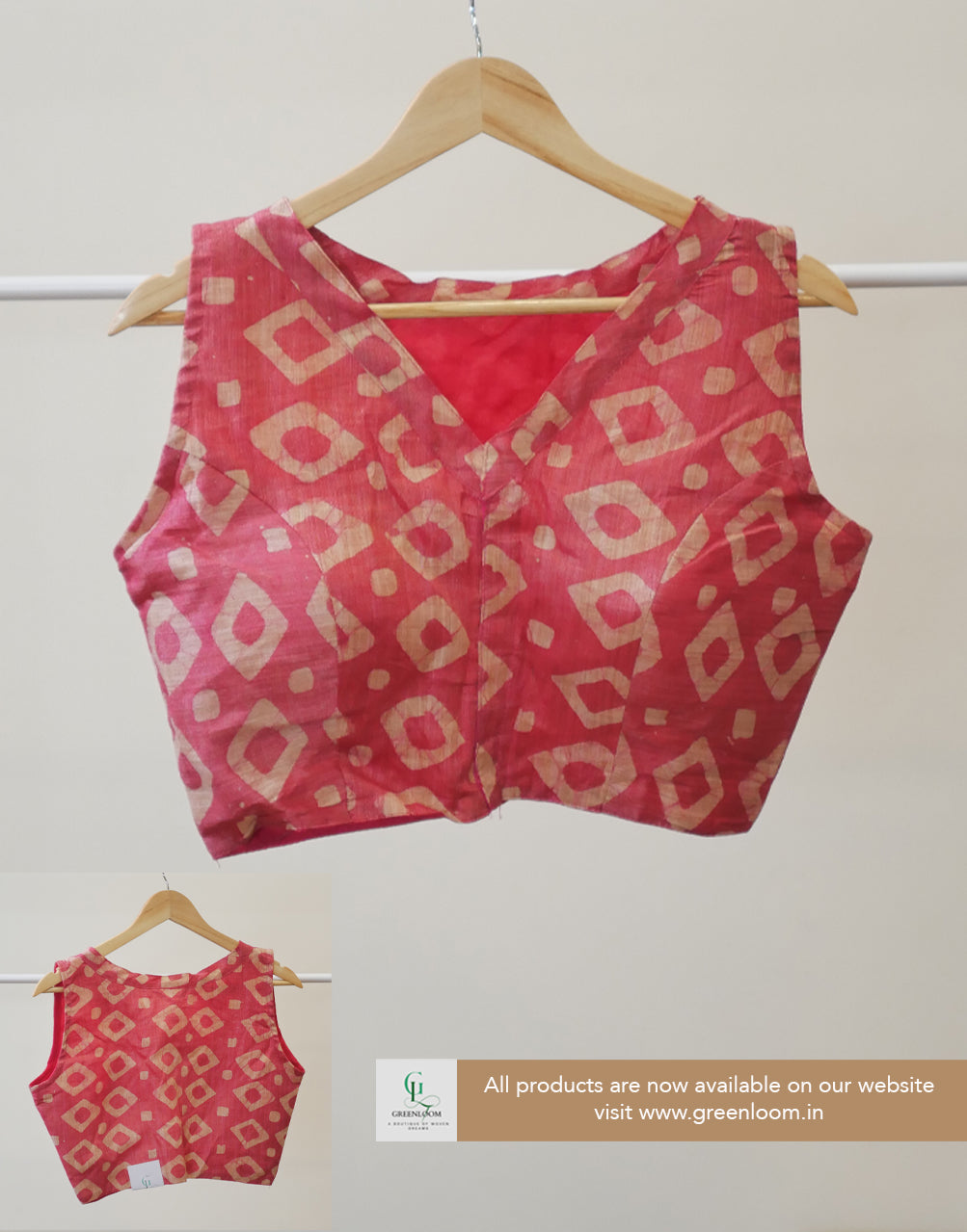Cotton Batik Print Readymade Blouse – Elbow Sleeve Attached, Adjustable Size (36–40)