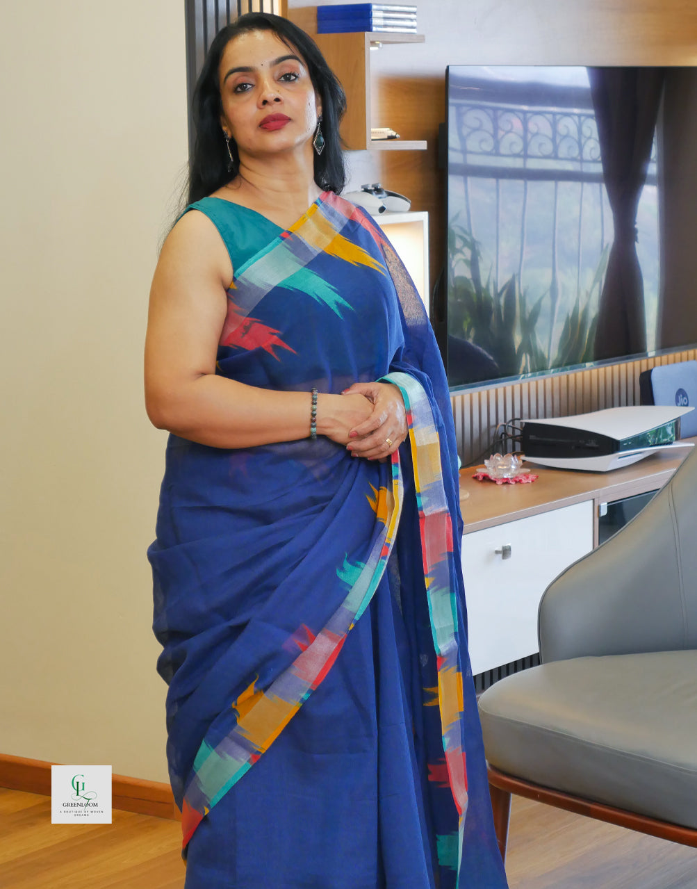 Elegant Cotton Linen Saree – Lightweight & Breathable