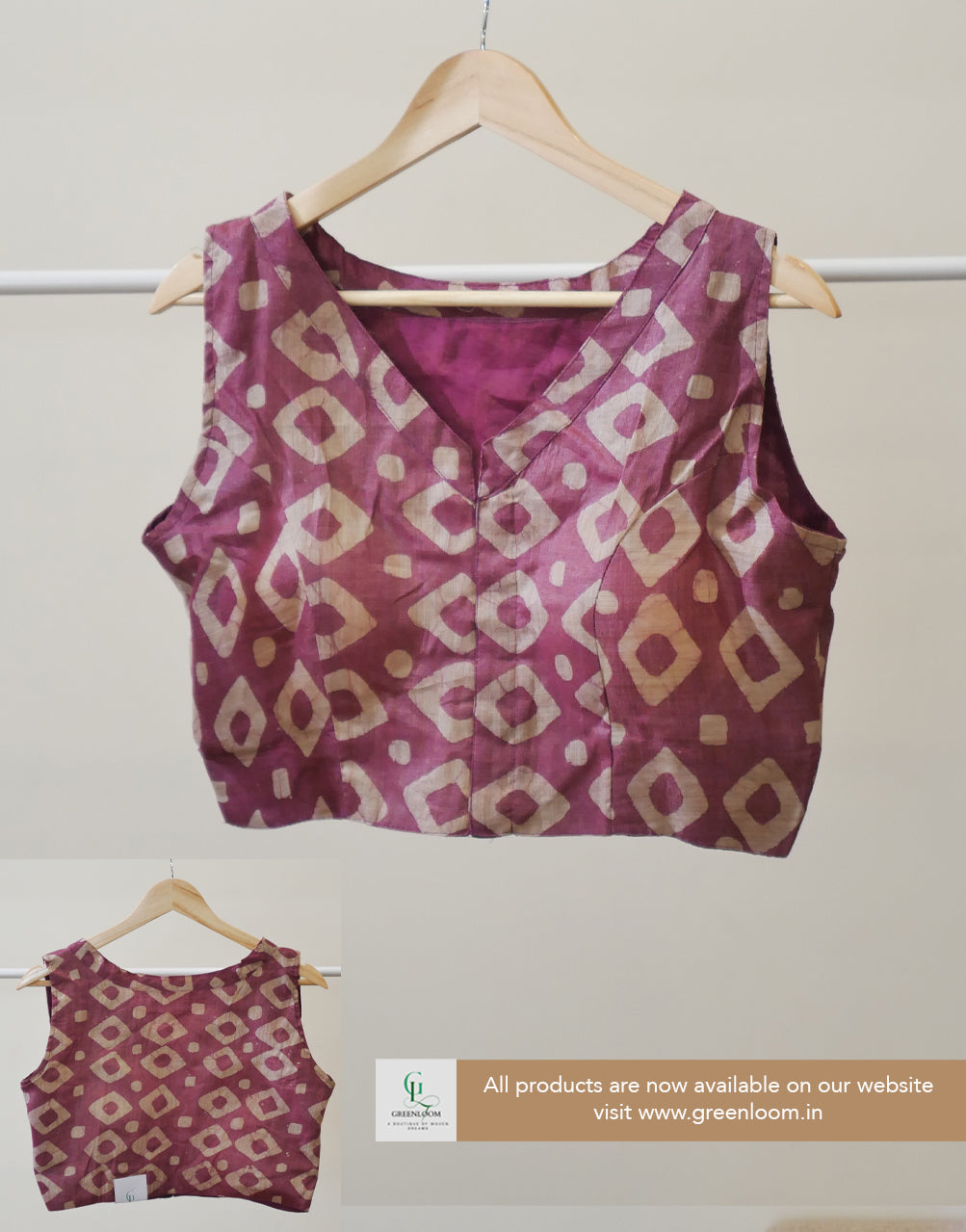 Cotton Batik Print Readymade Blouse – Elbow Sleeve Attached, Adjustable Size (36–40)