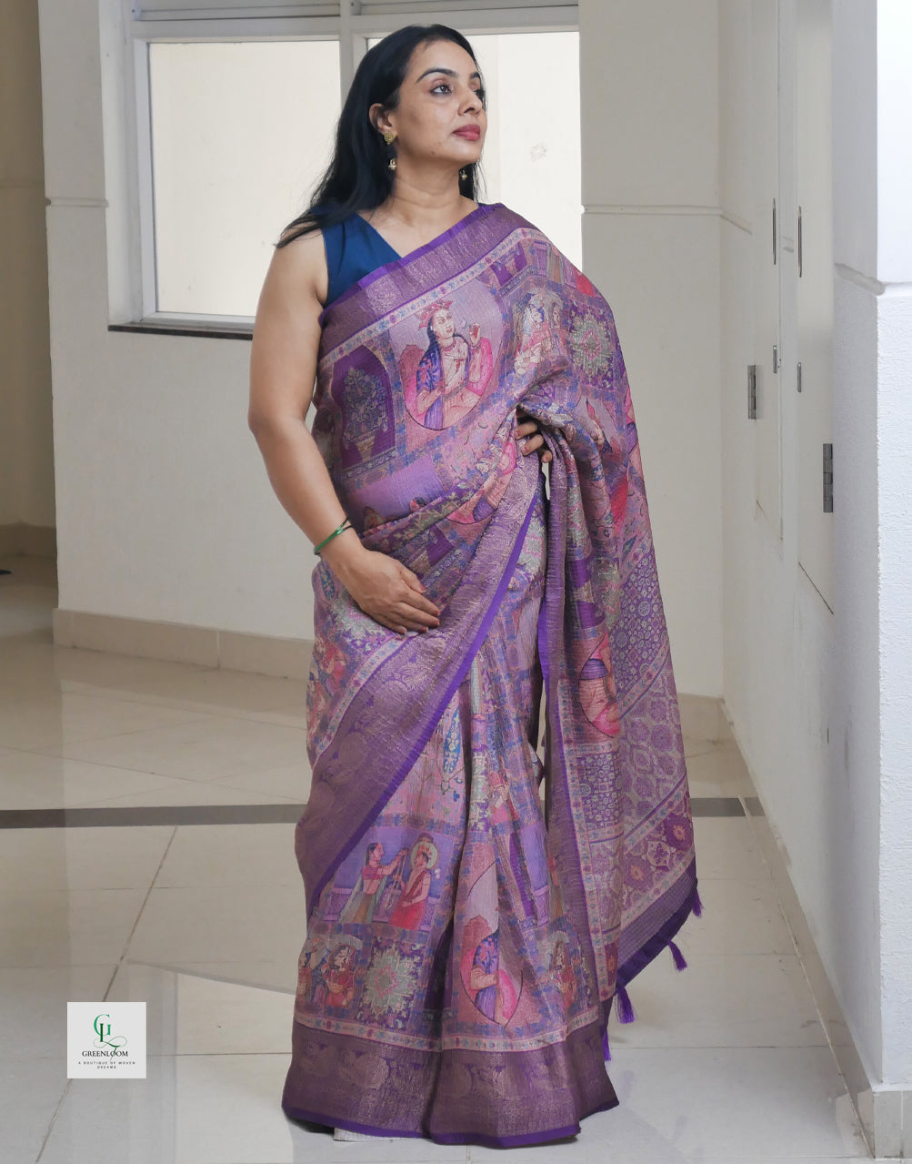 Bhugodi Kala Silk Saree – Mughal Print with Matching Blouse