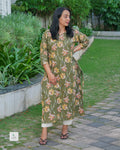 Women’s Cotton Floral Print Top with Side Slits & V-Cut Round Neck