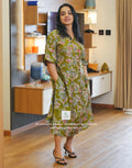 Muslin Silk A-Line Frock | Wide V-Neck Collar Pattern | 48 Inch Length | Two Side Pockets
