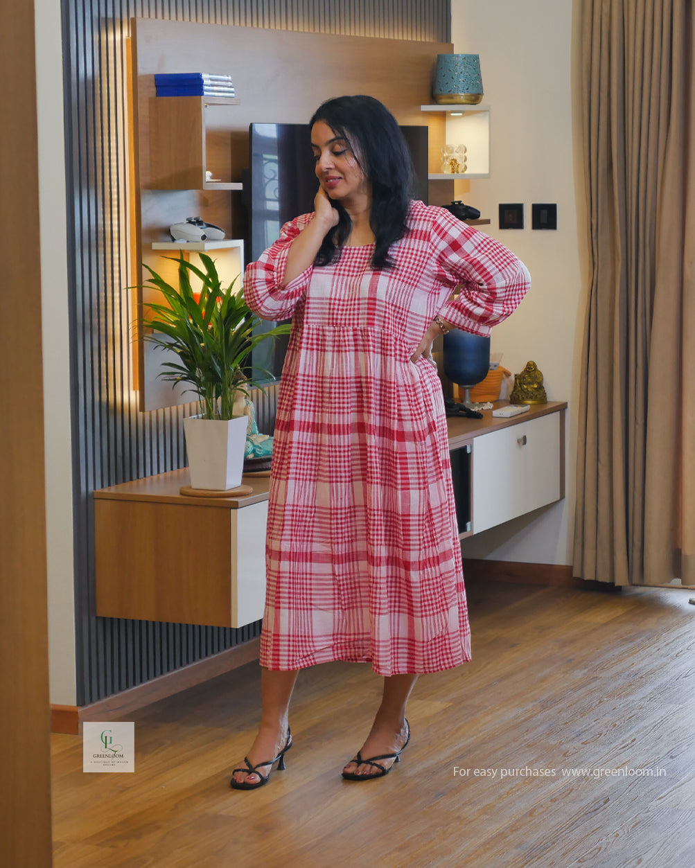 Women’s Cotton Check Dress Pattern – Stylish Casual Wear | Sizes M(40)