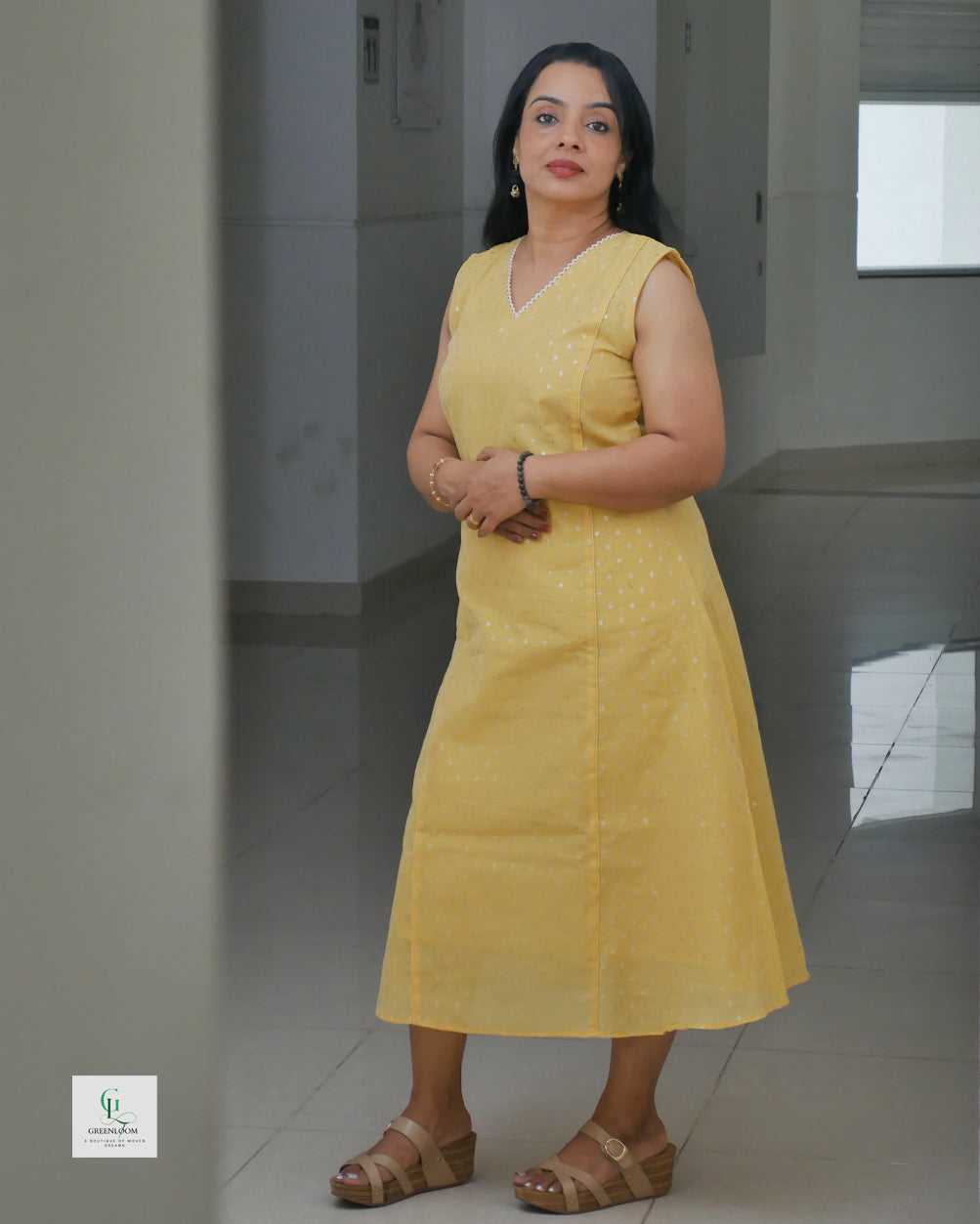 Canderi Fabric A-Line Dress in Dreamy Pastel Shade | Elegant Ethnic Wear for Women