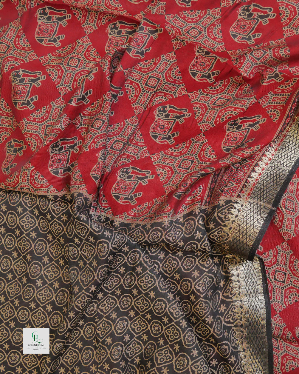 Elephant Print Modal Saree with Blouse