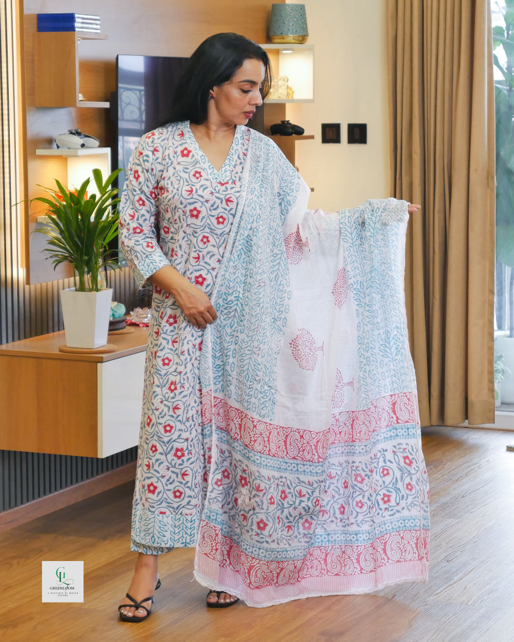 Cotton 3-Piece Summer Set for Women | Breathable Kurta, Bottom & Dupatta | Lightweight Daily Wear