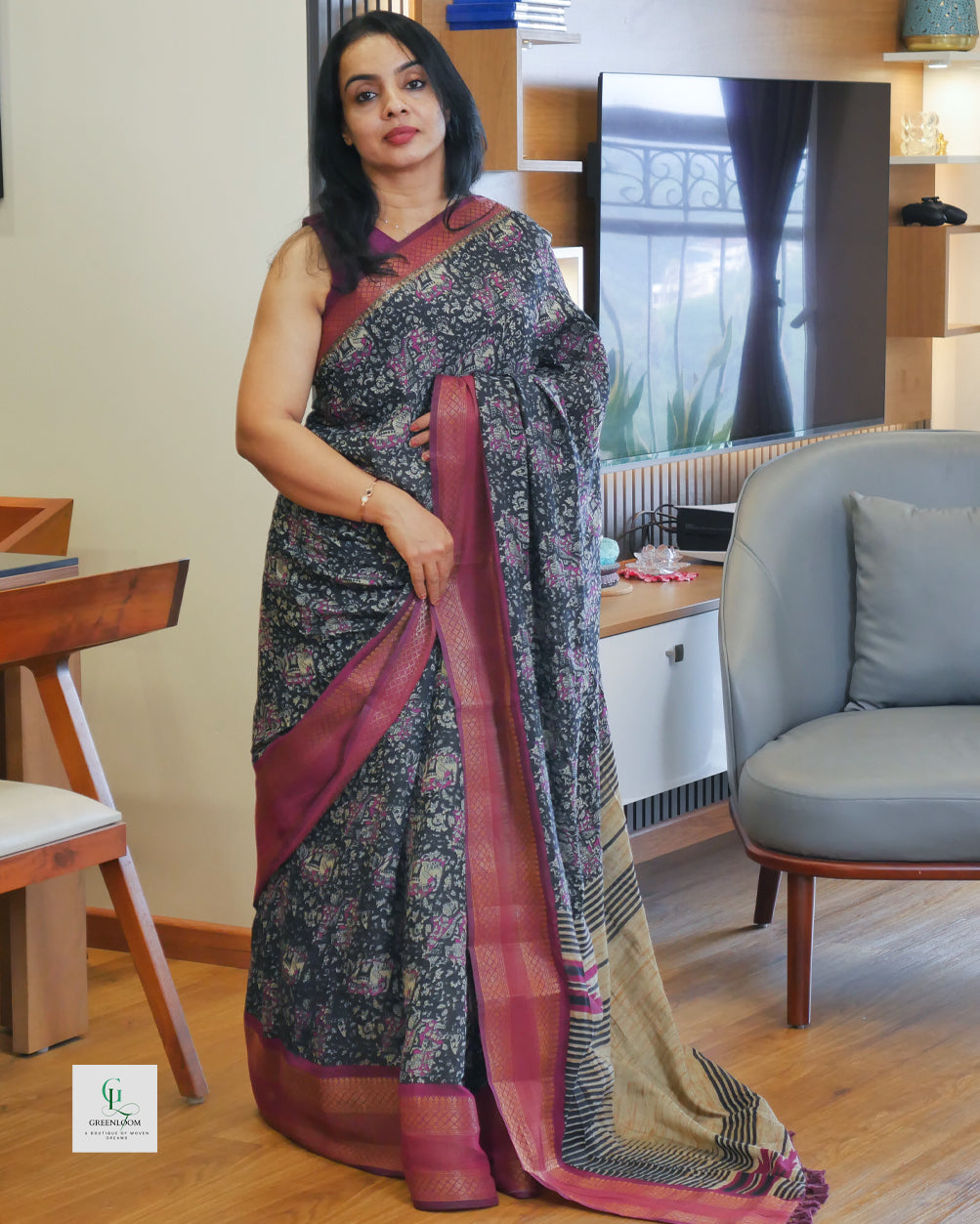 Premium Mul Cotton Badami Silk Saree – Elegant & Lightweight