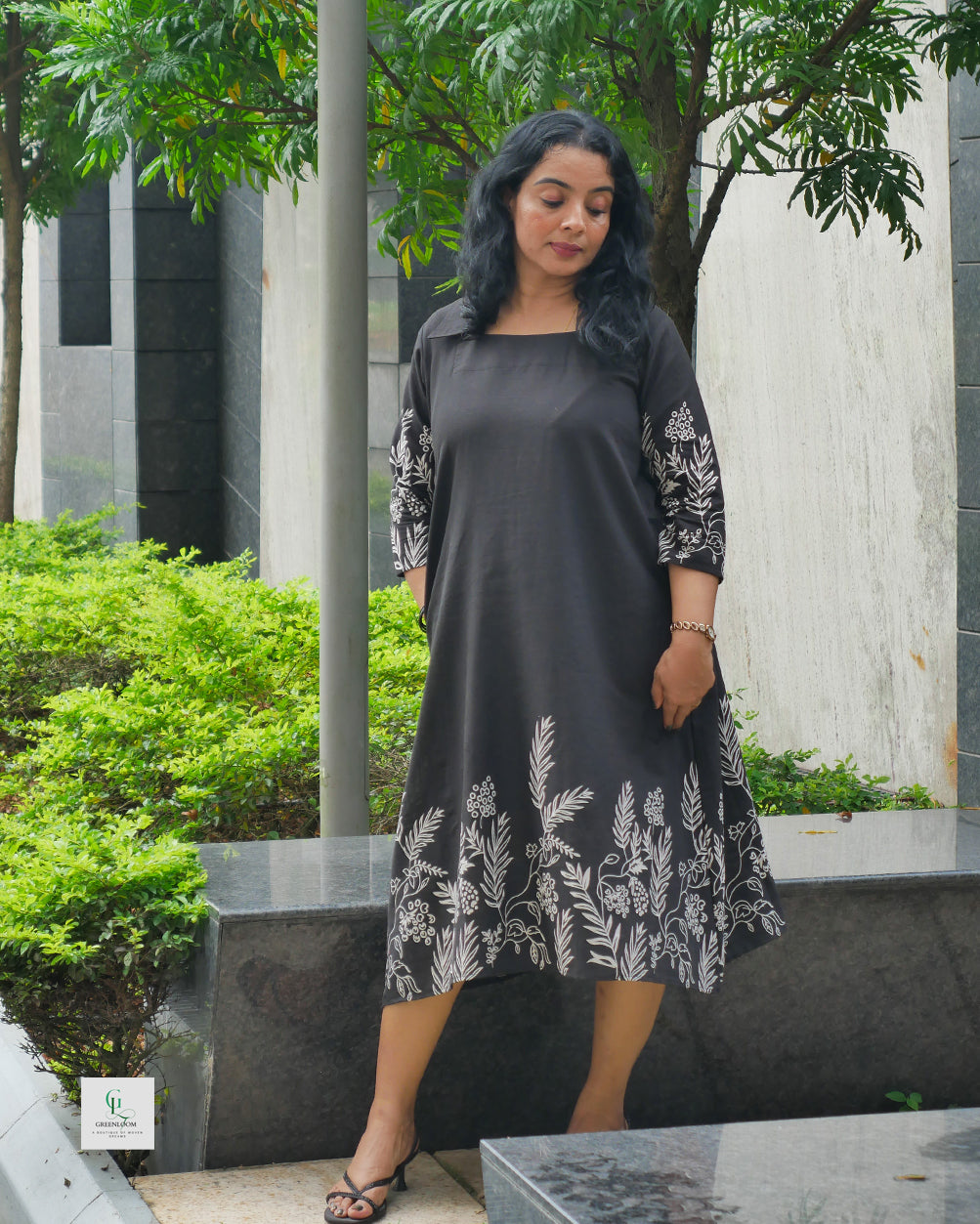 Cotton A-Line Top with Shirt Collar