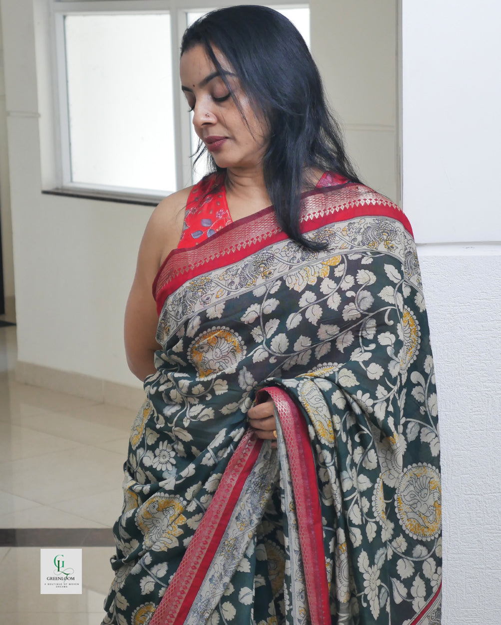 Modal Saree with Timeless Kalamkari Print ✨ | Plain Blouse Included