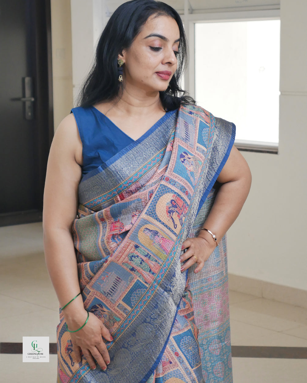 Bhugodi Kala Silk Saree – Mughal Print with Matching Blouse