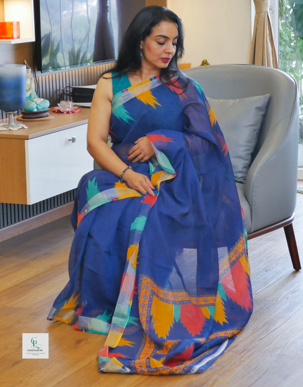 Elegant Cotton Linen Saree – Lightweight & Breathable