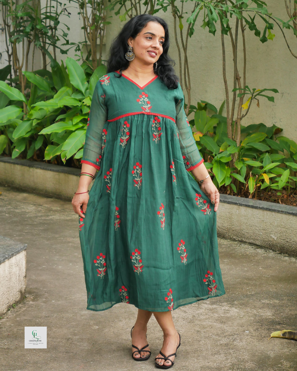 Mul Chanderi Frock with Front Pleated Design